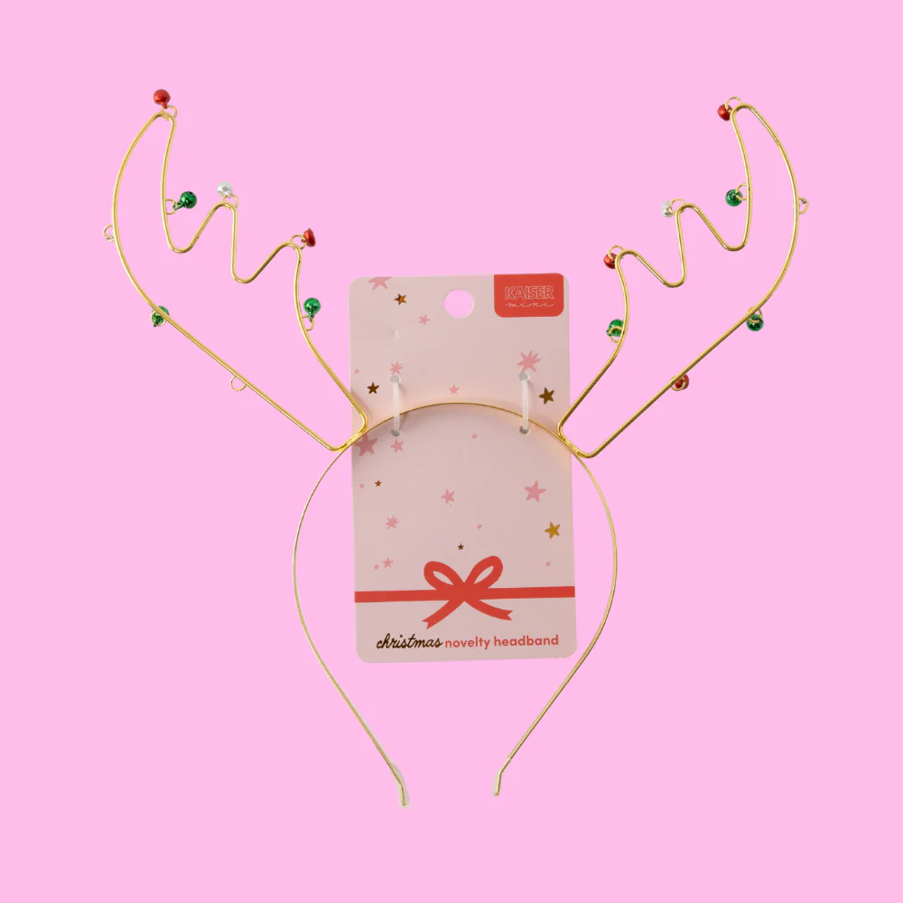 Kids Novelty Headband - GOLD REINDEER BELLS - Image 4