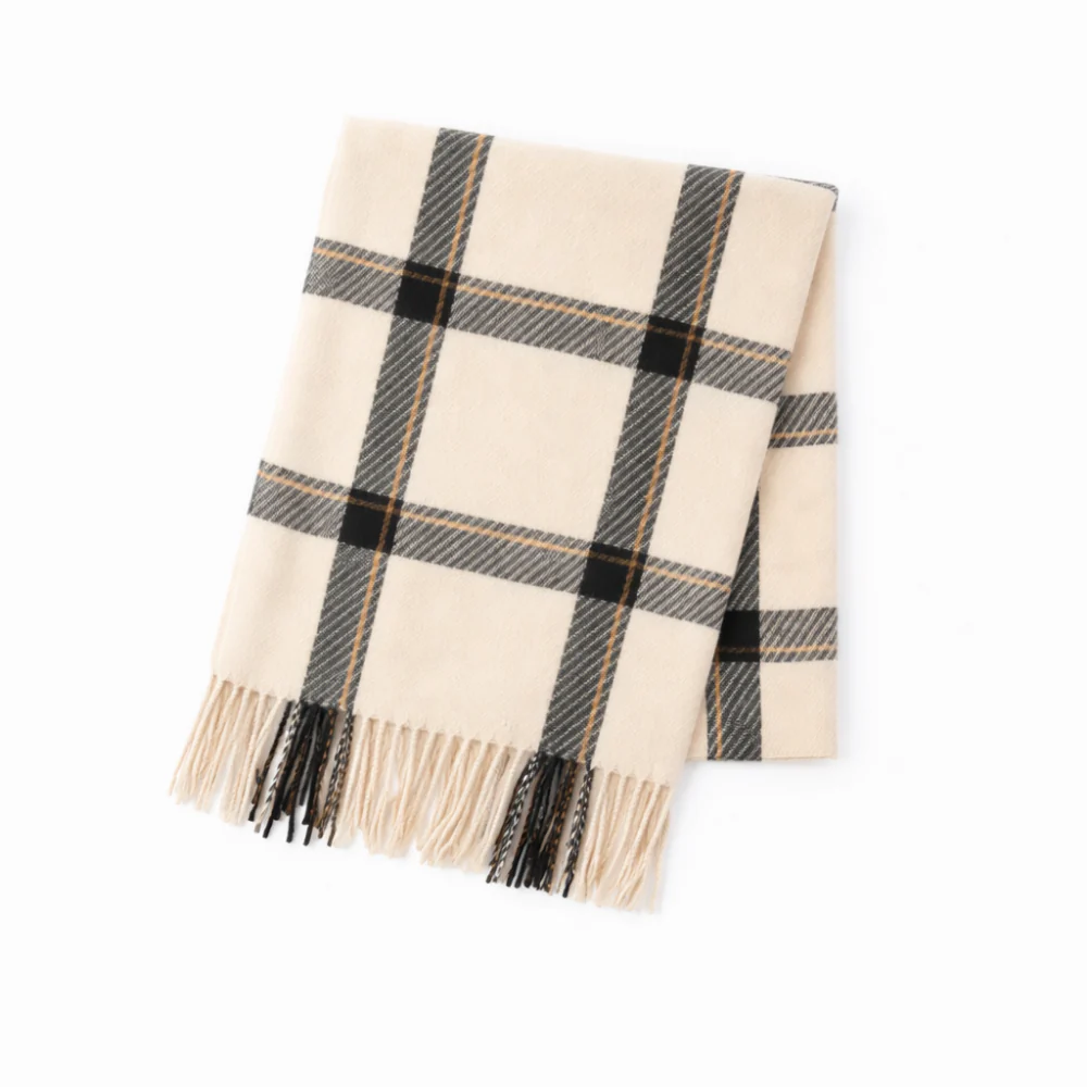 K&Co. Petal Series Checked Scarf - CREAM - Image 3