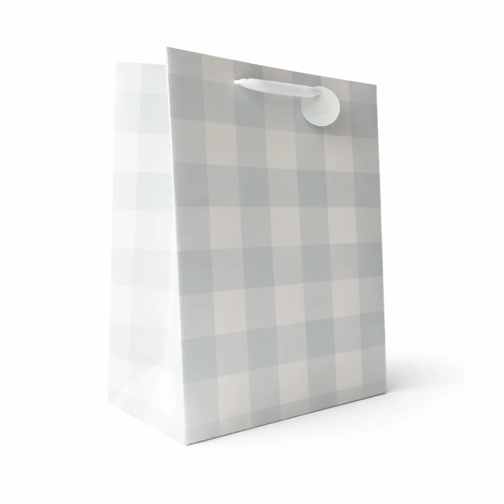 Large Gift Bag - GREEN GINGHAM - Image 2
