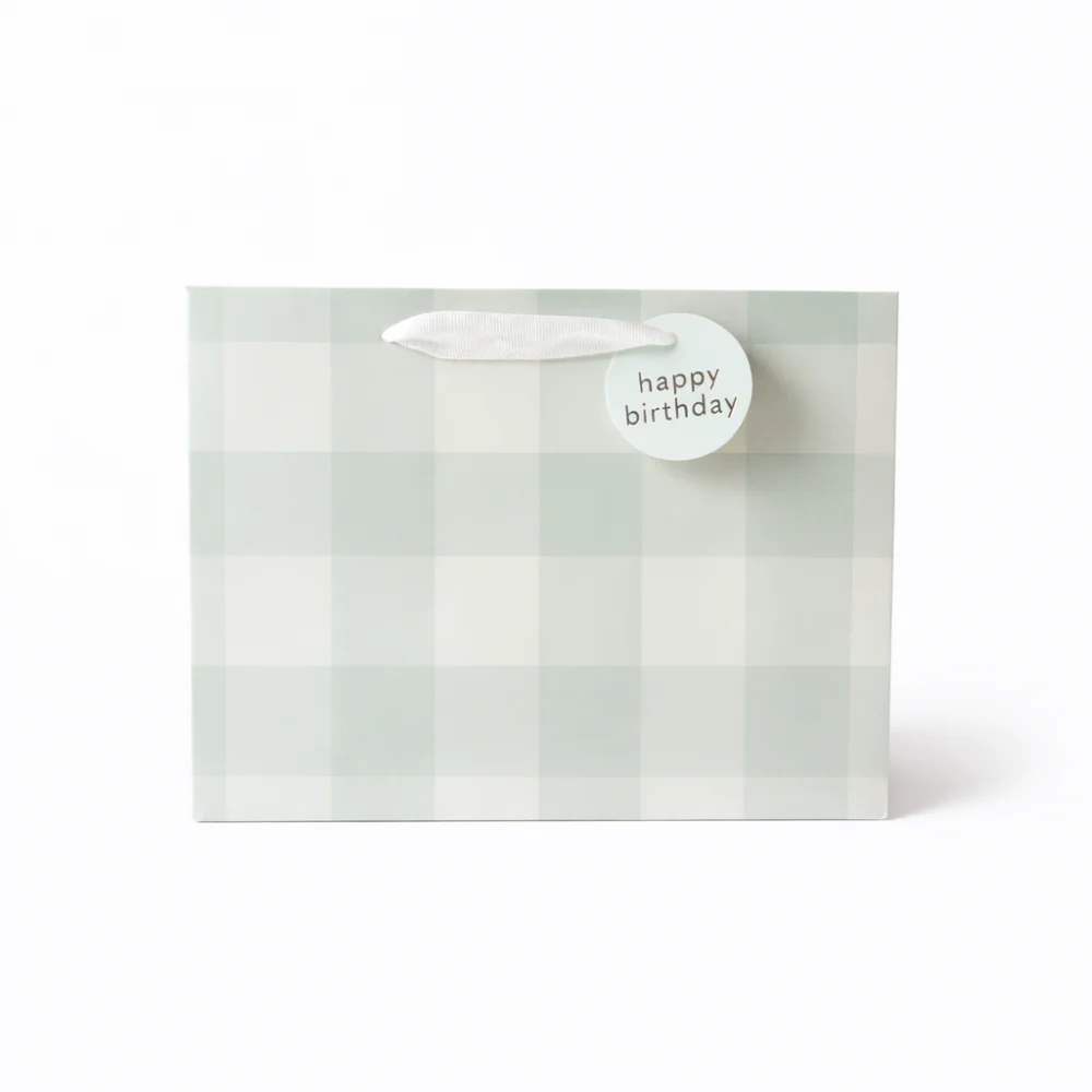 Medium Gift Bag Set - GREEN GINGHAM - Image 2