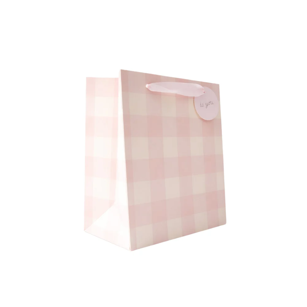 Small Gift  Bag - BLUSH GINGHAM - Image 2